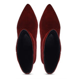Saint Cecilia Maroon Suede Leather Kitten Heel Calf Boots
