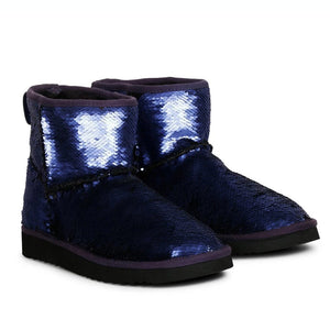 Saint Beatha Shimmering Sequins Blue Snug Boots