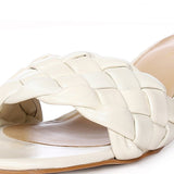 Saint Kate White Woven Mid Heel Mules