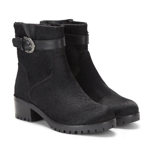 Saint Graziana Black Pony Hair Leather Ankle Boots