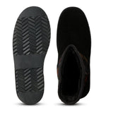 Saint Emmy Velvet Floral Black Suede Leather Snug Boots