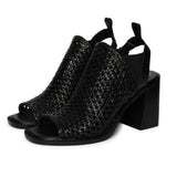 Saint Bella Leather Handcrafted Woven Open Toe Block Heel