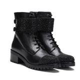 Saint Binita Black Studded Buckle Strap With Lace Up Boots
