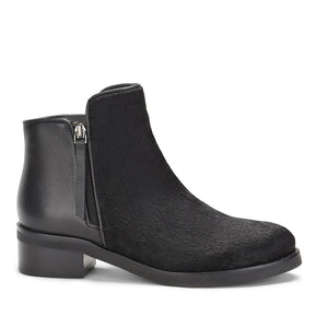 Saint Genevria Black Pony Hair Leather Ankle Boots