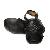 Saint Gaetana Black Woven Leather Sandals