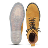 Saint Delfina Yellow Suede Leather Ankle Boots