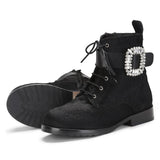 Saint Avena Black Pony Hair Leather Ankle Boots