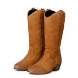 Saint Manuela Tan Leather cowboy Calf Length Boots
