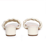 Saint Kate White Woven Mid Heel Mules