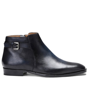 Saint Lothair Dark Blue Two Color Toned Leather Ankle Boot
