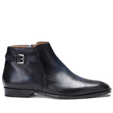 Saint Lothair Dark Blue Two Color Toned Leather Ankle Boot