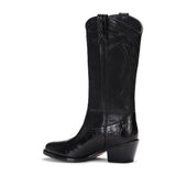 Saint Trinity Black Patent Leather cowboy Calf Length Boots
