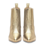 Saint Massima Crackle Metallic Gold Leather Ankle Boots