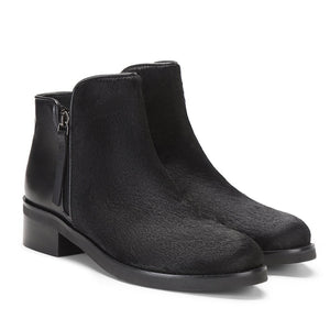 Saint Genevria Black Pony Hair Leather Ankle Boots