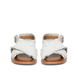 Saint Gaetana White Woven Leather Sandals