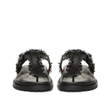 Saint Filomena Black Woven Leather Slip On Flats