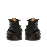 Saint Filomena Black Woven Leather Back Zip Sandals