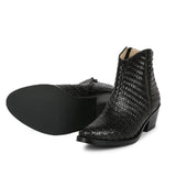 Saint Leone Black Woven Leather Ankle Boots