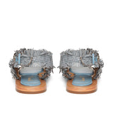 Saint Gaetana Blue Woven Leather Sandals