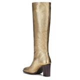 Saint Beatriu Gold Shiny Leather Knee High Slouch Boots