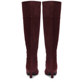 Saint Bellerose Maroon Suede Kitten Heel Knee High Boots