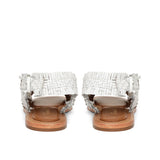 Saint Gaetana White Woven Leather Sandals