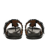 Saint Filomena Black Woven Leather Slip On Flats