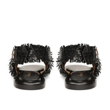 Saint Gaetana Black Woven Leather Sandals