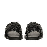 Saint Edetta Black Woven Leather Sliders