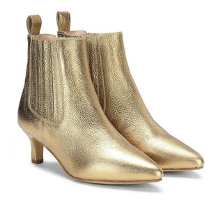 Saint Massima Crackle Metallic Gold Leather Ankle Boots