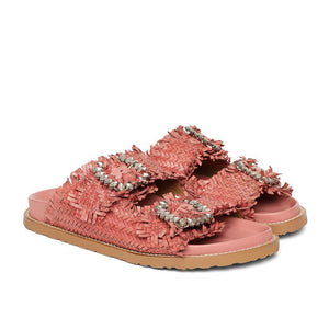 Saint Ravenna Pink Woven Leather Sliders
