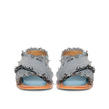 Saint Gaetana Blue Woven Leather Sandals
