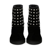 Saint Massima Metal Studded Black Suede Snug Boots