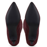 Saint Bellerose Maroon Suede Kitten Heel Knee High Boots