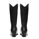 Saint Trinity Black Patent Leather cowboy Calf Length Boots