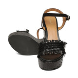 Saint Rialta Black Woven Wedges