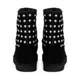 Saint Massima Metal Studded Black Suede Snug Boots