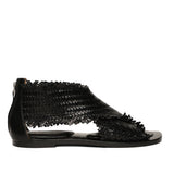 Saint Filomena Black Woven Leather Back Zip Sandals