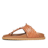 Saint Filomena Tan Woven Leather Flats