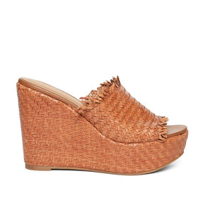 Saint Ortensia Tan Woven Wedges