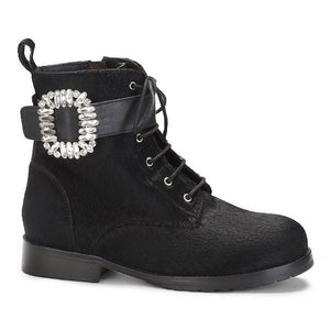 Saint Avena Black Pony Hair Leather Ankle Boots