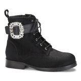 Saint Avena Black Pony Hair Leather Ankle Boots