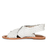 Saint Gaetana White Woven Leather Sandals