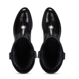 Saint Trinity Black Patent Leather cowboy Calf Length Boots