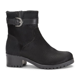 Saint Graziana Black Pony Hair Leather Ankle Boots