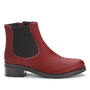 Saint Jacobella Red Pony Hair Leather Ankle Boots