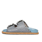 Saint Ravenna Blue Woven Leather Sliders