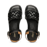 Saint Ricciarda Black Woven Leather Sandals