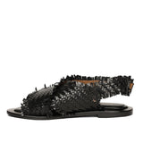 Saint Gaetana Black Woven Leather Sandals