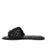 Saint Edetta Black Woven Leather Sliders